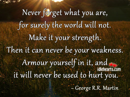 Never forget what you are George R.R. Martin Picture Quote
