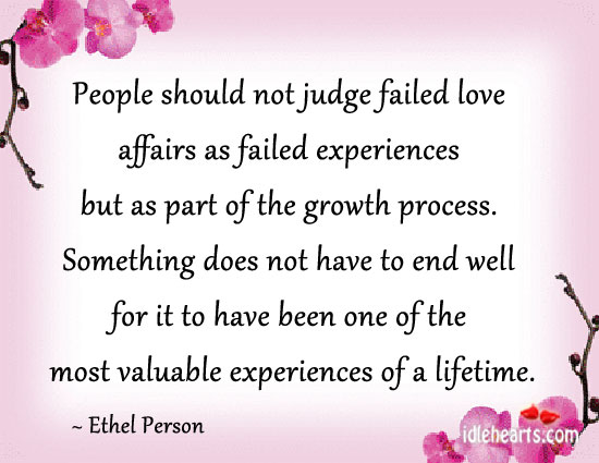 People should not judge failed love affairs as Image