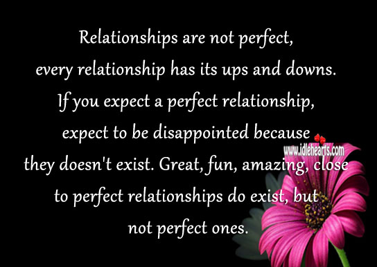 Relationships are not perfect it has ups and downs. Expect Quotes Image