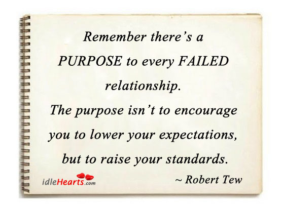 Remember there’s a purpose to every failed relationship. Robert Tew Picture Quote