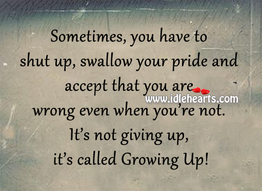It’s not giving up, it’s called growing up! Image