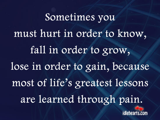 Sometimes you must hurt in order to know Hurt Quotes Image