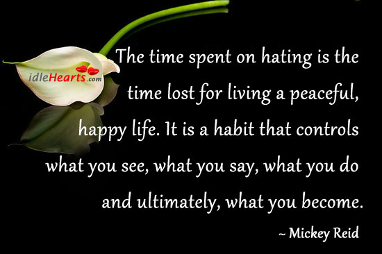 The time spent on hating is time lost for living a. Hate Quotes Image