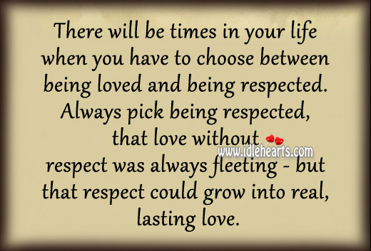 Respect could grow into real, lasting love. Image