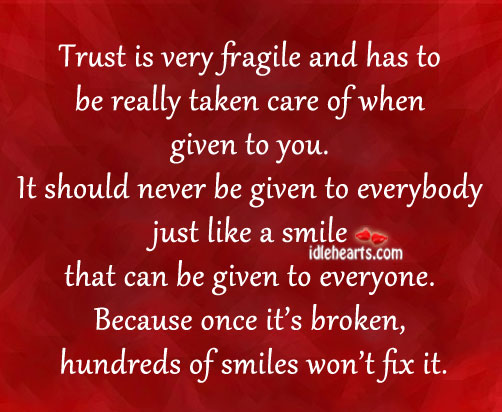 Trust is very fragile and has to be really taken Trust Quotes Image