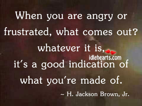When you are angry or frustrated, what comes out? H. Jackson Brown Jr. Picture Quote