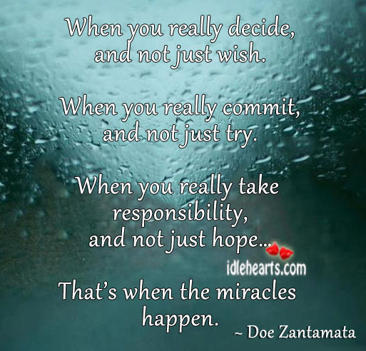 When you really decide, and not just wish. Doe Zantamata Picture Quote