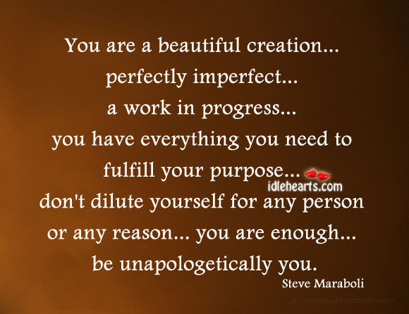 You are a beautiful creation Steve Maraboli Picture Quote
