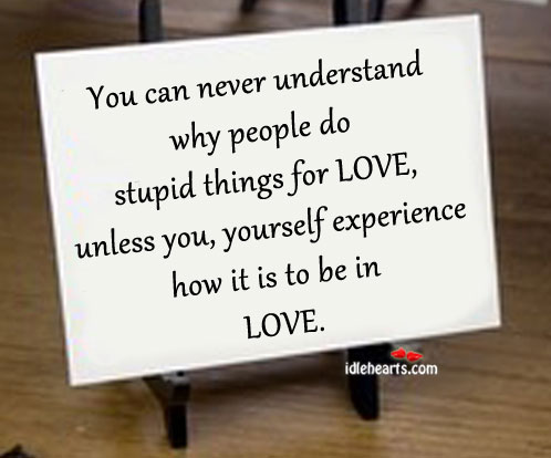 You can never understand why people do stupid things for love Image