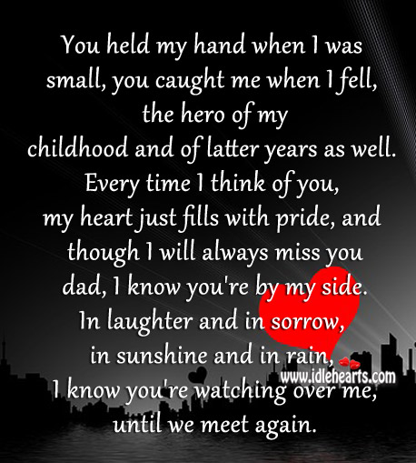 You held my hand when I was small, you caught me when I fell, the hero of my life. Image