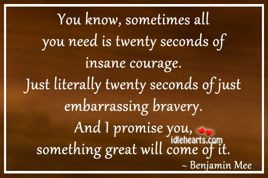 You know, sometimes all you need is twenty seconds Promise Quotes Image