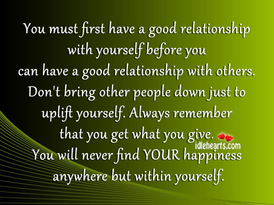 You must first have a good relationship with yourself before Image