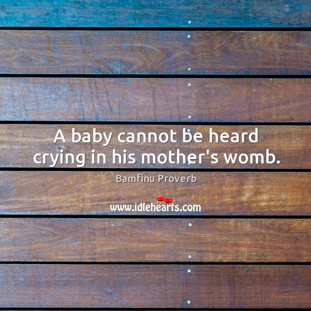 A baby cannot be heard crying in his mother’s womb. Image