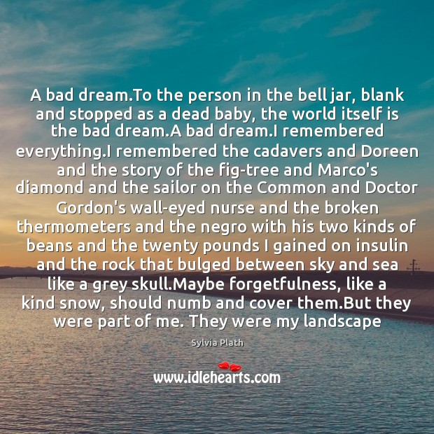 A bad dream.To the person in the bell jar, blank and Image