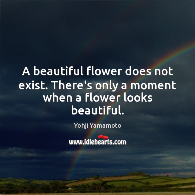 A beautiful flower does not exist. There’s only a moment when a flower looks beautiful. Yohji Yamamoto Picture Quote