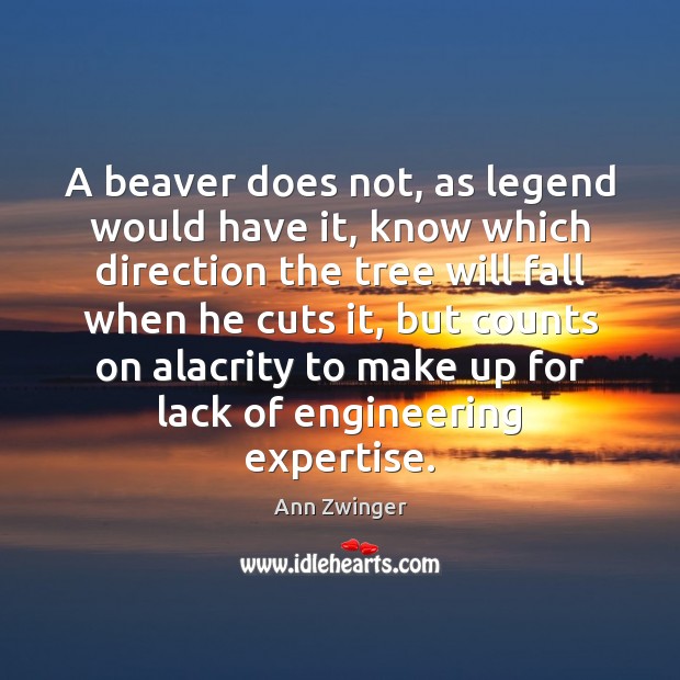 A beaver does not, as legend would have it, know which direction Ann Zwinger Picture Quote