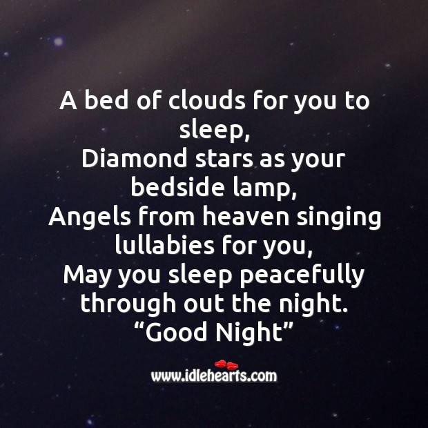 A bed of clouds for you to sleep Good Night Messages Image