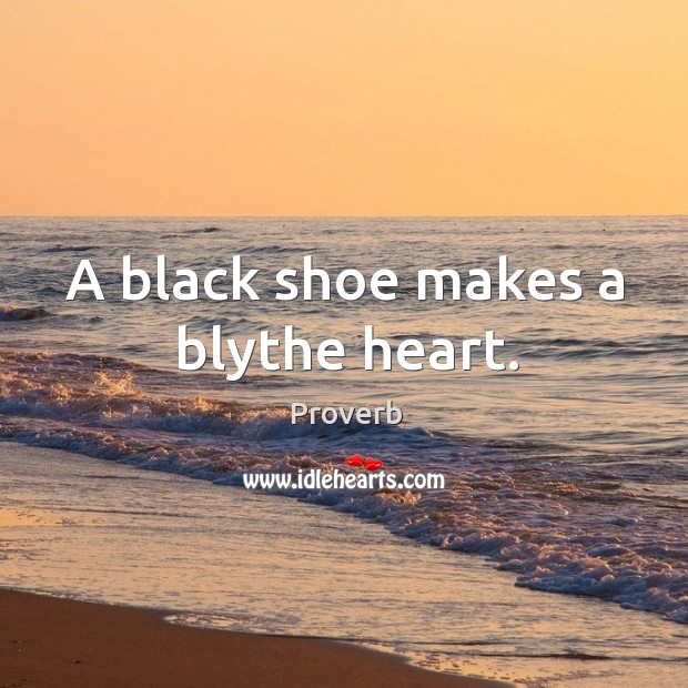 A black shoe makes a blythe heart. Image