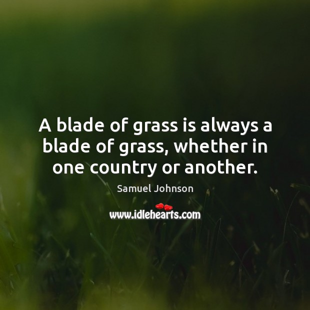 A blade of grass is always a blade of grass, whether in one country or another. Image