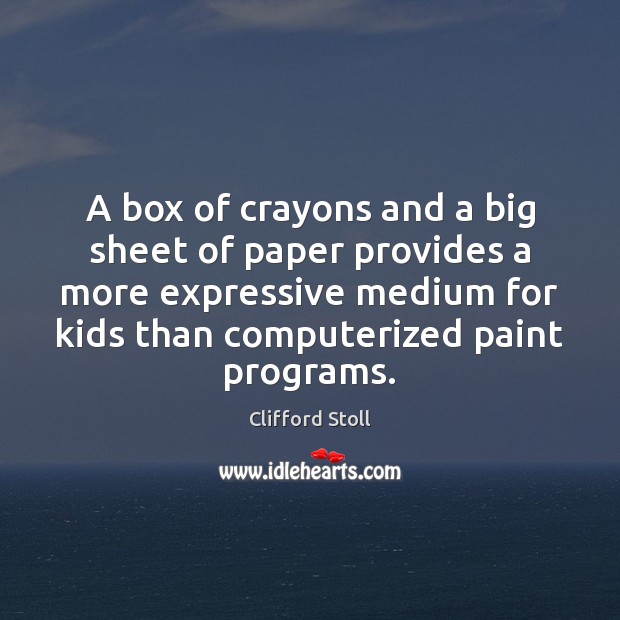 A box of crayons and a big sheet of paper provides a Image
