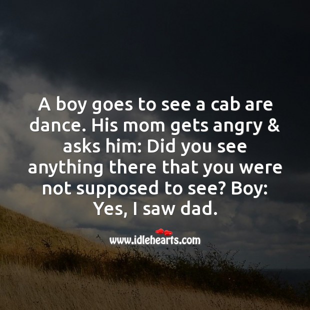 A boy goes to see a cab are dance. Funny Messages Image