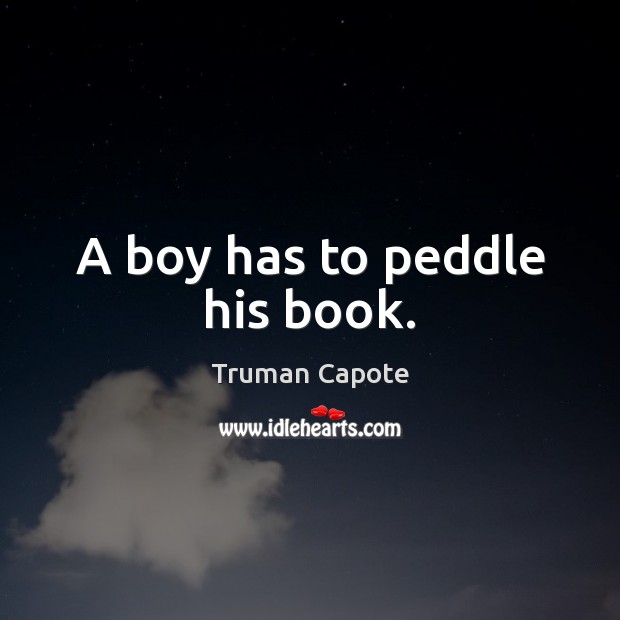 A boy has to peddle his book. Image