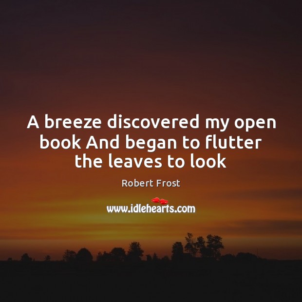 A breeze discovered my open book And began to flutter the leaves to look Image