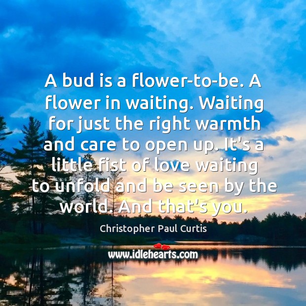 A bud is a flower-to-be. A flower in waiting. Waiting for just Image