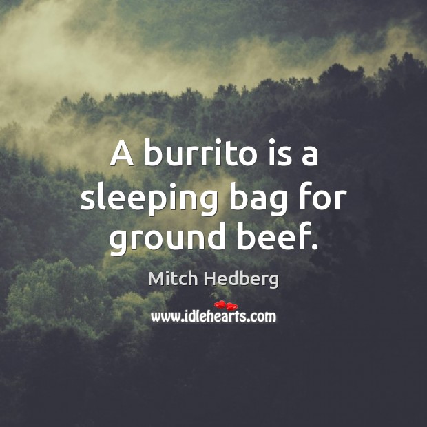 A burrito is a sleeping bag for ground beef. 