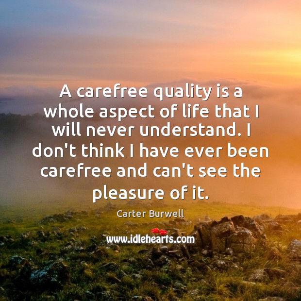A carefree quality is a whole aspect of life that I will Carter Burwell Picture Quote