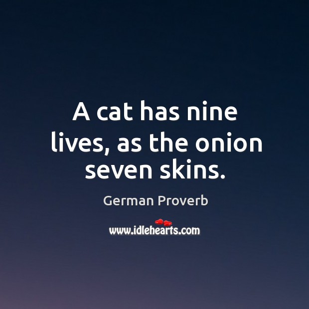 A cat has nine lives, as the onion seven skins. German Proverbs Image