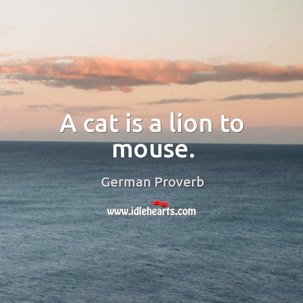 A cat is a lion to mouse. German Proverbs Image