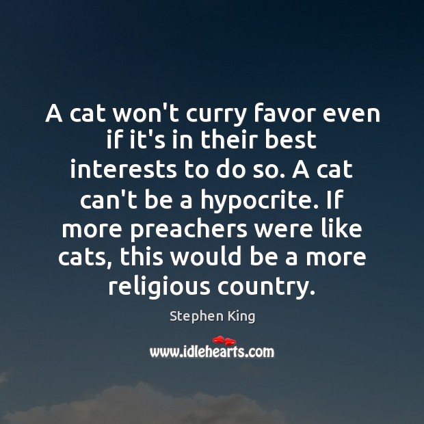 A cat won’t curry favor even if it’s in their best interests Stephen King Picture Quote