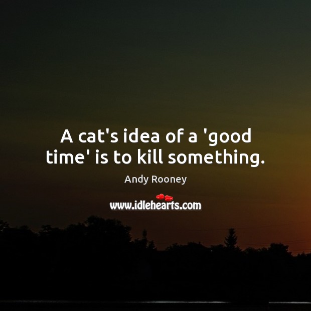 A cat’s idea of a ‘good time’ is to kill something. Andy Rooney Picture Quote