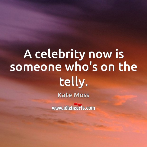 A celebrity now is someone who’s on the telly. Kate Moss Picture Quote