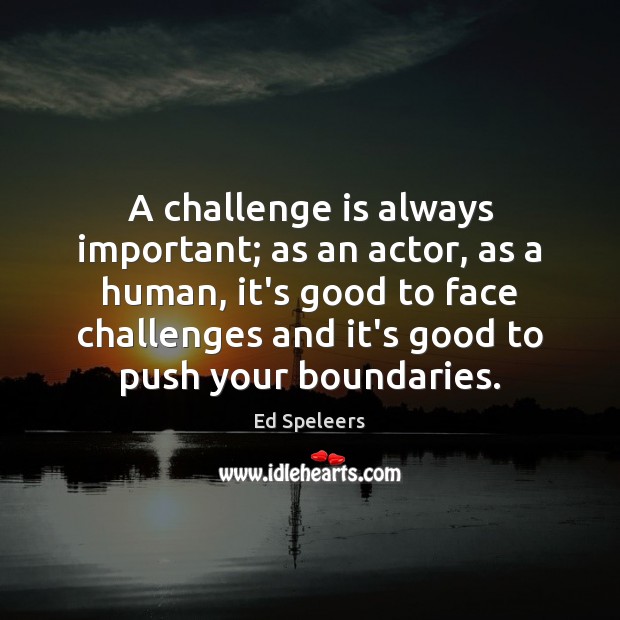 A challenge is always important; as an actor, as a human, it’s Ed Speleers Picture Quote