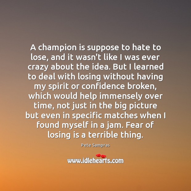 A champion is suppose to hate to lose, and it wasn’t like Pete Sampras Picture Quote