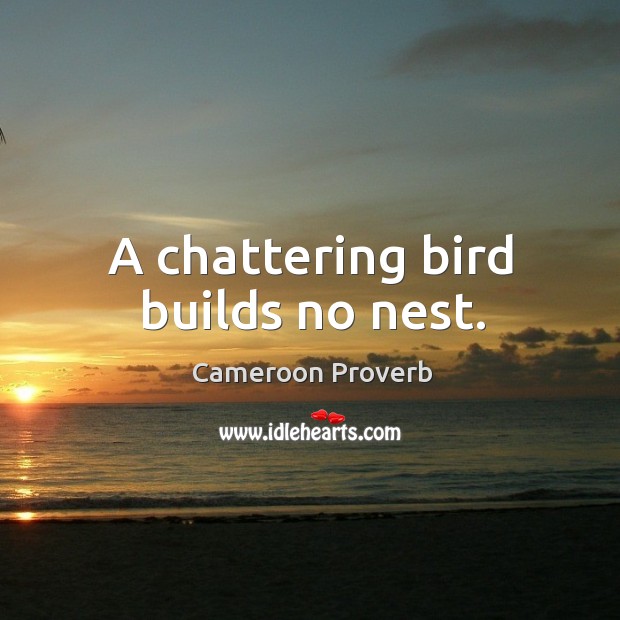 A chattering bird builds no nest. Cameroon Proverbs Image