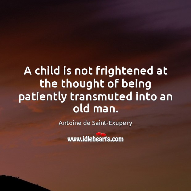 A child is not frightened at the thought of being patiently transmuted into an old man. Image