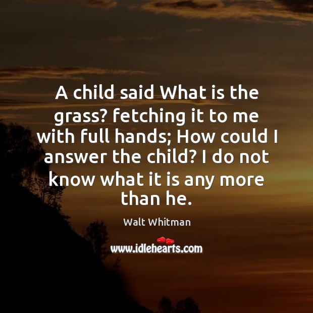A child said What is the grass? fetching it to me with Image