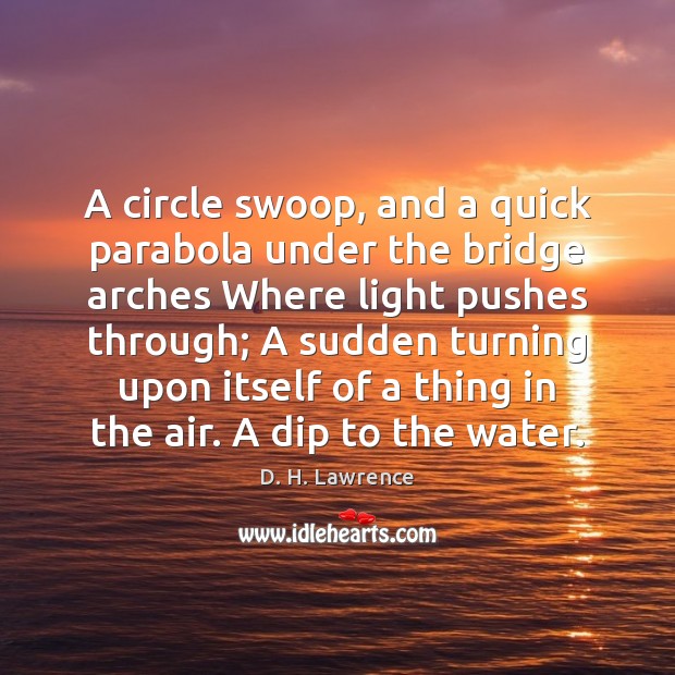 A circle swoop, and a quick parabola under the bridge arches Where D. H. Lawrence Picture Quote