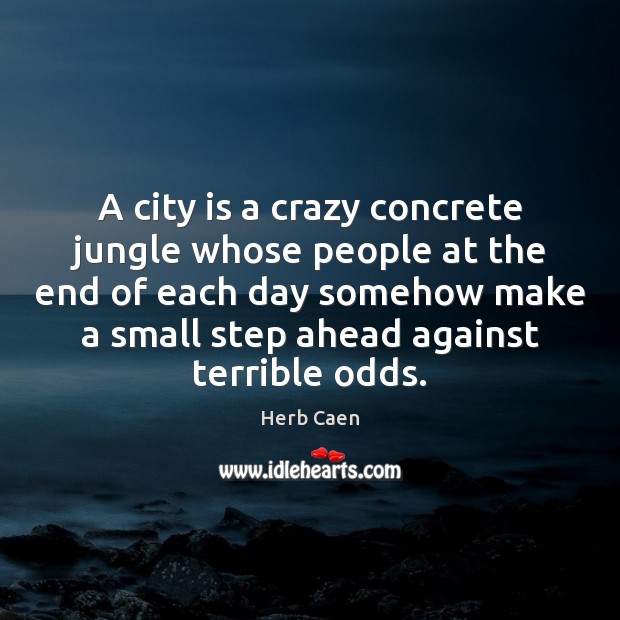 A city is a crazy concrete jungle whose people at the end Herb Caen Picture Quote