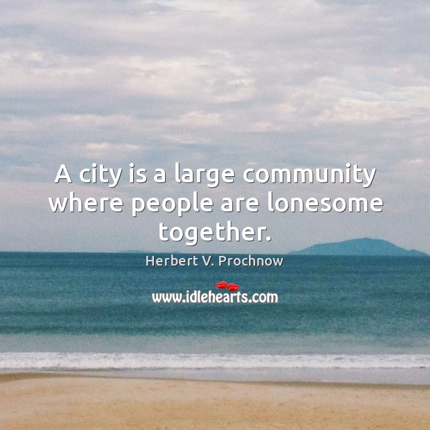 A city is a large community where people are lonesome together. Image