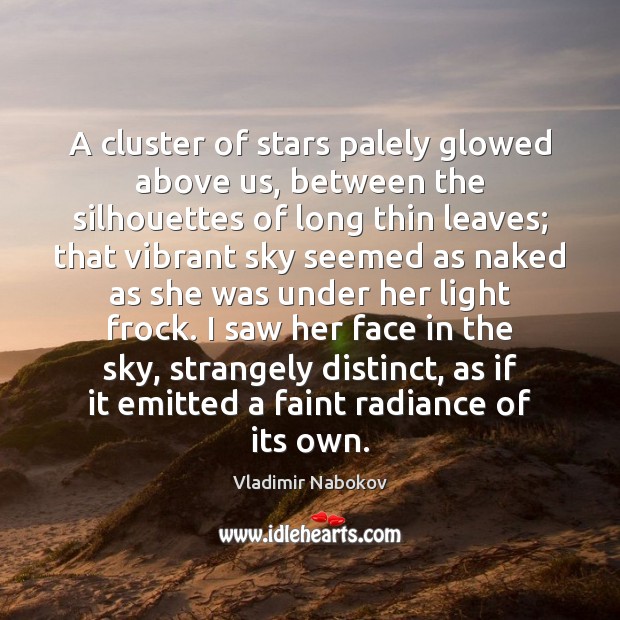 A cluster of stars palely glowed above us, between the silhouettes of Vladimir Nabokov Picture Quote
