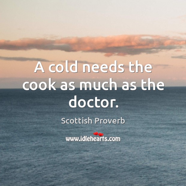 A cold needs the cook as much as the doctor. Image