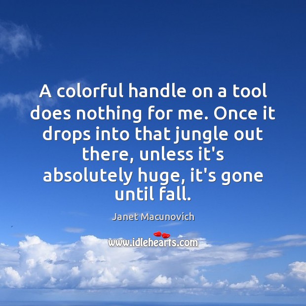 A colorful handle on a tool does nothing for me. Once it Janet Macunovich Picture Quote