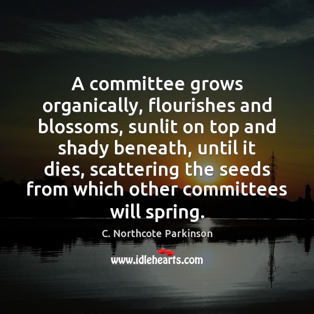 A committee grows organically, flourishes and blossoms, sunlit on top and shady C. Northcote Parkinson Picture Quote