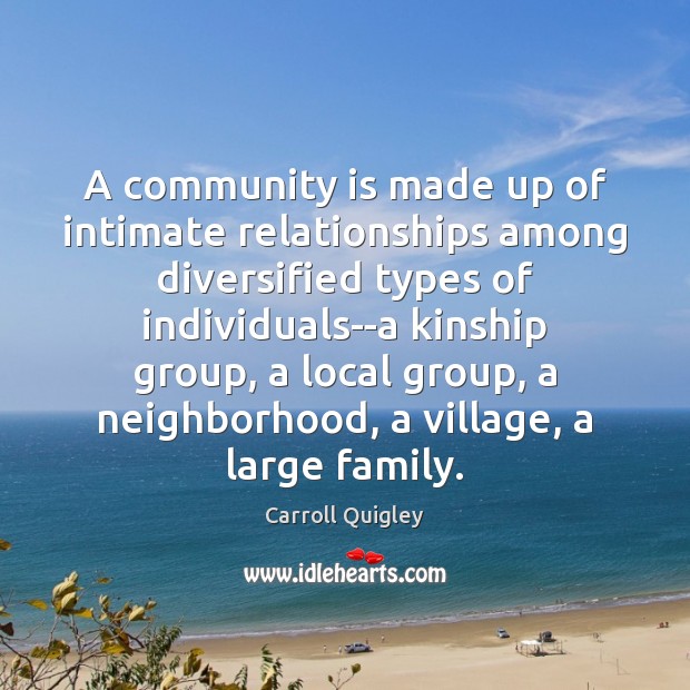 A community is made up of intimate relationships among diversified types of Carroll Quigley Picture Quote