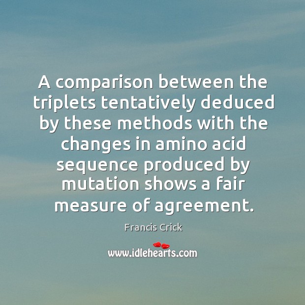 A comparison between the triplets tentatively deduced by these methods with the changes in amino acid Comparison Quotes Image