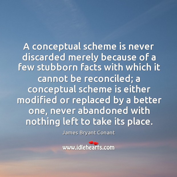 A conceptual scheme is never discarded merely because of a few stubborn James Bryant Conant Picture Quote